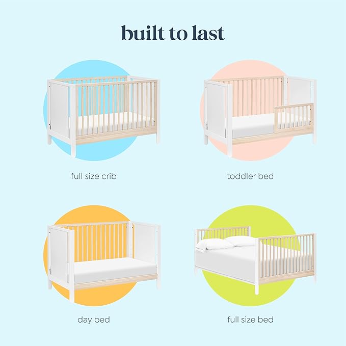 Carter's by DaVinci Marisol 4-in-1 Convertible Crib in White/Washed Natural, GREENGUARD Gold Certified