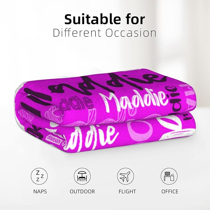 Dr.TOUGH Personalized Blankets with Name Customized Baby Blankets for Girls Boys Adults Monogrammed Blankets and Throws Christmas Birthday Mothers Fathers Valentines Day Gift (Magenta,50''×60'')
