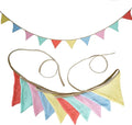 Fabric Bunting Banner, 2 Pack Handmade Neutral String Banner Each 8.5 ft 10 Flags Nursery Wall Hanging Wedding Birthday Home Baby Shower Party Decoration Bunting (Macaroon)