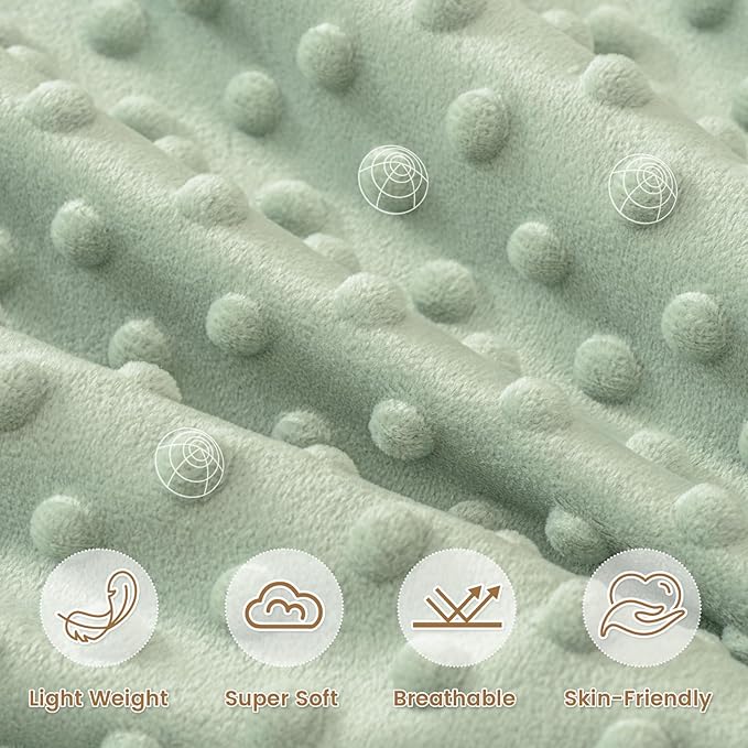 david's kids Micro Fleece Minky Baby Blanket for Boys Girls with Double Layer and Soothing Raised Dots, Breathable and Soft Lightweight Receiving Blanket for Newborns, 30x40 Inches, Leaf & Floral