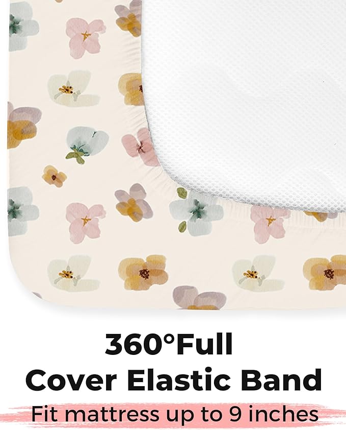 Crib Sheets for Boys and Girls, 2 Pack Fitted Baby Sheets for Standard Toddler Mattress 28" x 52", Soft Breathable Jersey Knit Baby Bedding (Bunny Garden)