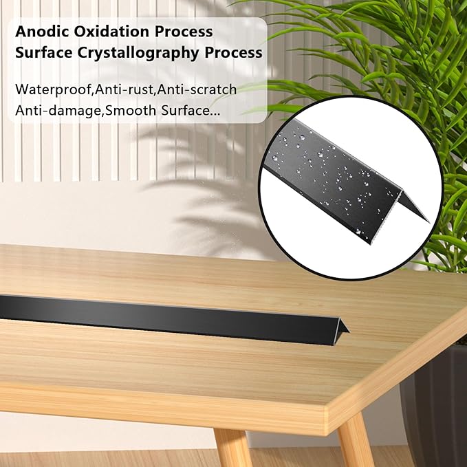 12PCS Aluminum Alloy Metal Corner Guards Black Wall Corner Protector 1.6" x 1.6" x 48" Wall Corner Protectors with 90° Angle, Corner Guards 19Ga / 0.9mm Thickness (4x4x120CM)