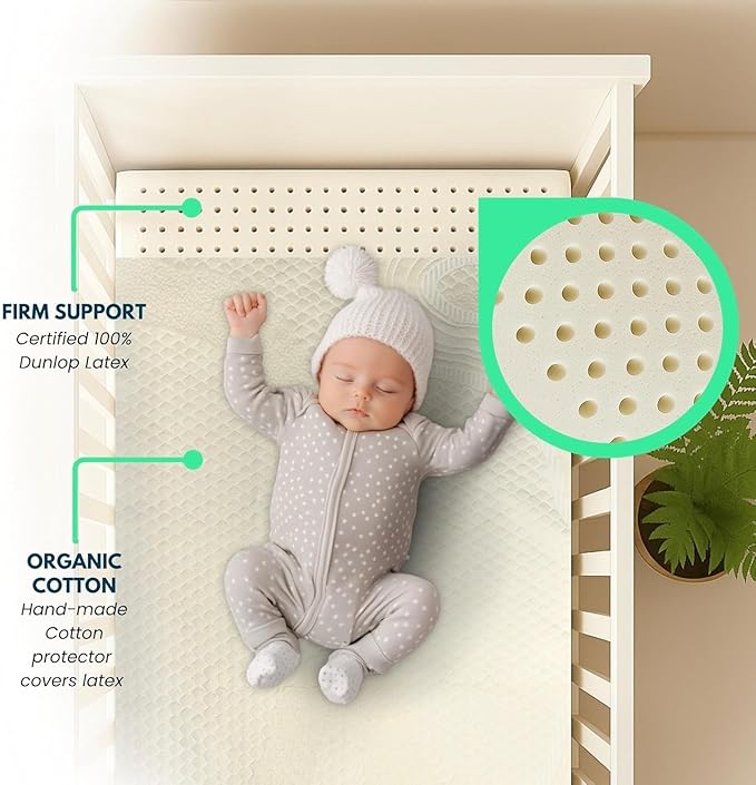 ORGANIC TEXTILES Organic Baby Mattress Topper with Organic Cotton Removable Cover - GOLS/GOTS Certified - Breathable - 3" Mini Sleeper (31"x18")