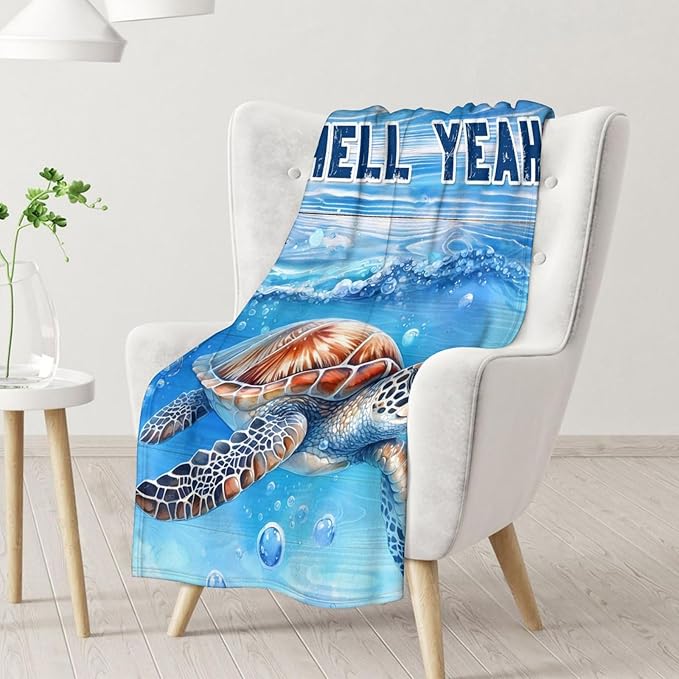 Sea Turtle Throw Blanket - 40" x 50" Inches Cartoon Blanket Gifts for Girls Boys - Blue Soft Cozy Throws for Sofa, Crib & Bed