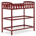 Dream On Me Emily Changing Table, Compact and Portable, Solid New Zealand Pinewood, Safety Rails, Two Storage Shelves, Includes Water-Resistant 1" Changing Pad — Cherry
