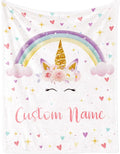 Personalized Horse Blanket with Name for Girl, Custom Name Blanket for Kids, Soft Flannel Pink Horse Toddler Blanket Customized Gift for Birthday Christmas Baby Shower Newborn Gift 60" X 80"