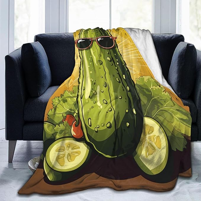 Funny Pickles Dill Blanket Gifts for Girls Women Flannel Throw Blankets for Home Couch Bed Sofa Soft Fuzzy Lightweight Decor All Season 50x40 Inches