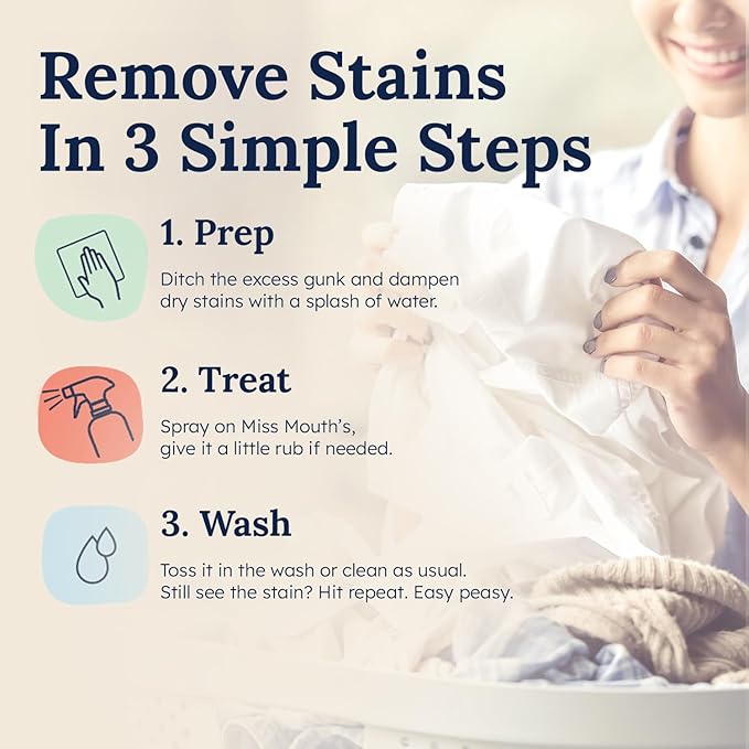 Miss Mouth’s Messy Eater Stain Treater Refill Ready Kit - 2 Pack Stain Remover Spray and 16oz Refill Pouch - Newborn & Baby Essentials - Food, Grease, Coffee Off Laundry, Underwear, Fabric