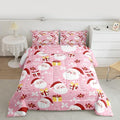 jejeloiu Santa Claus Comforter Set Full Size Merry Christmas Bedding Set for Kids Boys Girls Xmas Themed Duvet Quilt Pink Bedroom Decor