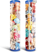 2 Pack Stuffed Animal Storage Tube - Clear 60 inch Large Vertical Toy Organizer, PET Transparent Display Holder for Plushies, Kids Stuffed Animals Zoo for Playroom, Living Room, Bedroom (Sky Blue)
