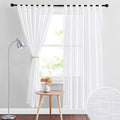 RYB HOME Linen Sheer Curtains - Linen Textured Semi Sheer Curtains for Kids Nursery Bedroom Living Room Window, 52 inches Wide x 72 inches Long per Panel, 2 Panels, White