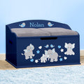 DIBSIES Personalized Creative Wonders Toy Box, Blue Elephants, 30 x 19.25 x 18 inches, Soft-Close Lid (Blue)
