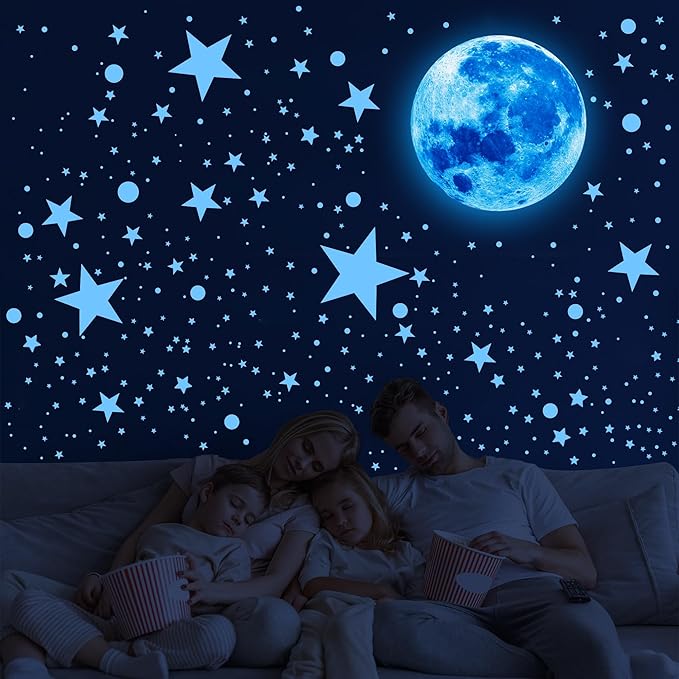 492Pcs Glow in The Dark Stars for Ceiling Glow in The Dark Moon and Space Wall Decals Glowing Galaxy Universe Planet Wall Stickers Ceiling Stars Glow in Dark Kids Boys Bedroom Living Room Decor