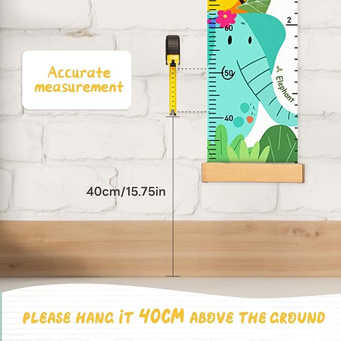 Personalized Name Height Chart for Kids, Kids Growth Chart for Wall, 59" X 7.9" Canvas Removable Height Chart Measuring Ruler for Kids & Baby(Paint Forest Animals）