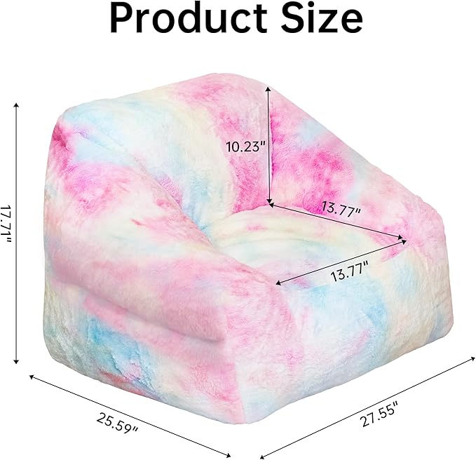 Bean Bag Chairs for Kids, 27" Modern Rainbow Colors Beanbag Sofa with Sponge Filling & Comfy Soft Faux Fur, Kids Teens Bean Bags Chair Sofa for Bedroom, Living Room (Colorful)