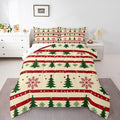 Feelyou Christmas Bedding Set Soft for Boys Girls, Xmas Tree Comforter Set King Size Snowflake Star Duvet Quilt Microfiber New Year Theme Bedroom Decor 3 Pcs with 2 Pillow Cases