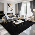 BENRON Fluffy Black Rugs for Living Room Bedroom 4x6, Soft Plush Fuzzy Shaggy Rugs for Kids Girls Boys Room Decor, Washable Indoor Floor Carpets