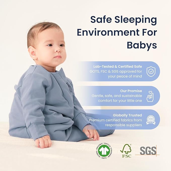 Unisex Sleeping Bag for Babies and Toddlers 1.0 Tog Sleep Sack 0-6 Months, Newborn Sleep Sack, Wearable Blanket Baby, One Piece Long Sleeves, Gifts for Baby