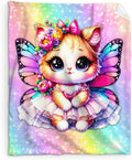 Girls Blanket, Cat Throw Blankets for Kids Teens Cat Lovers 50x60 Inches Lightweight Soft Cute Rainbow Print Throw for Sofa Couch Living Room Bed