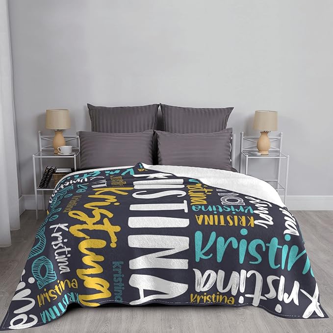 Dr.TOUGH Personalized Blankets with Name Customized Baby Blankets for Girls Boys Adults Monogrammed Blankets and Throws Christmas Birthday Mothers Fathers Valentines Day Gift (Black,50''×60'')