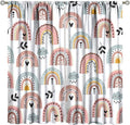Kids Rainbow Curtains Boho Cartoon Colorful Stars Love Heart Lovely Abstract Art Pattern Print Window Drapes for Girl Bedroom Living Room Kitchen Decor,2 Panel Set,55Wx63H Inch Blackout