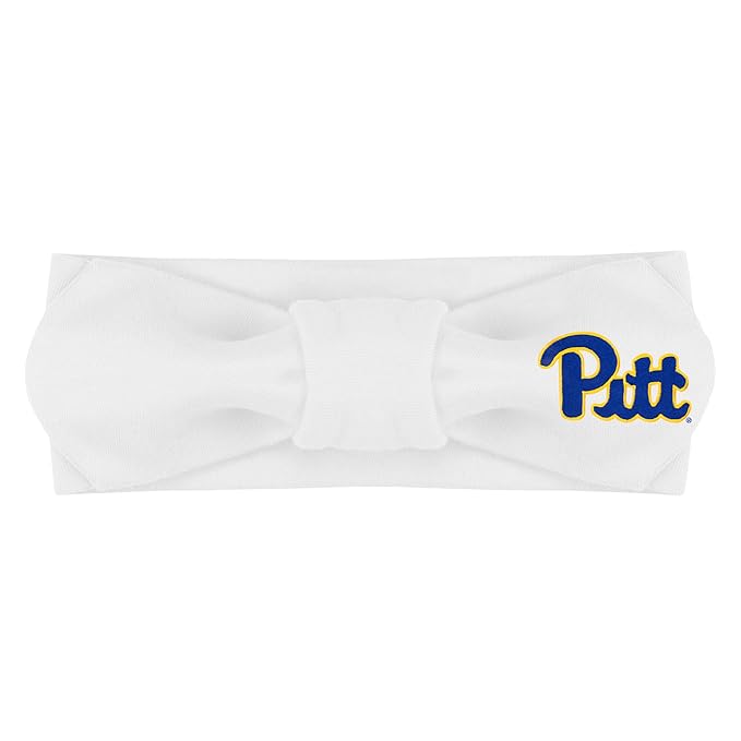 Creative Knitwear Pitt Panthers Infant Girls White Solid Hair Knot Headband Embroidered Logo - Size Newborn - 4T