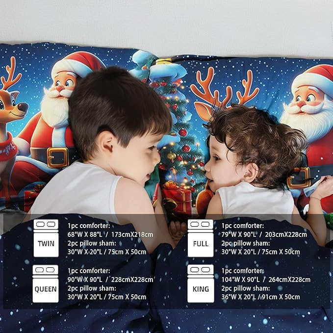 Raphus cucullatus Christmas Bedding King,Christmas Comforter Set,Santa Claus Decor Holiday Bedding Winter Quilt,Santa Claus Comforter Set,Snowflake Navidad Quilt Set,Cute Reindeer Quilt