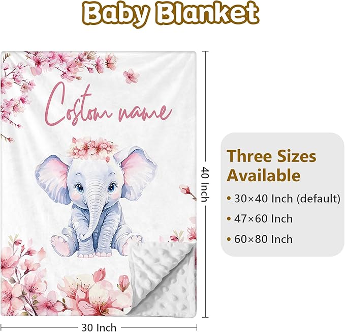 Custom Name Crib Bedding Set, 3 Pcs Personalized Baby Crib Bedding Set, Soft Flower Elephant Nursery Crib Sets for Boys Girls, Double Layer Toddler Bedding Set Customized Gifts for Newborn Kids
