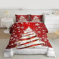 Feelyou Merry Christmas Comforter Set King Size Christmas Tree Bedding Set for Kids Boys Girls Snowflake Duvet Quilt Winter Bedroom Decor Microfiber 3 Pcs with 2 Pillow Cases