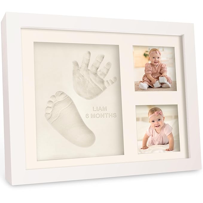 KeaBabies Baby Hand and Footprint Kit - Quick Dry Clay Baby Footprint Kit, Pets Paw, Newborn Keepsake Picture Frame for Boys, Girls, Personalized New Mom Gifts for Shower & Christmas (Alpine White)