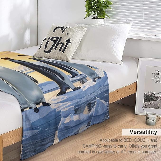 Penguin Blanket Antarctic Penguins Gifts for Girls Boys Woman Kids Penguin Lover Throw Blankets Soft Blanket Warm Fleece Flannel Plush Blankets for Bed Sofa Couch 50"x60"