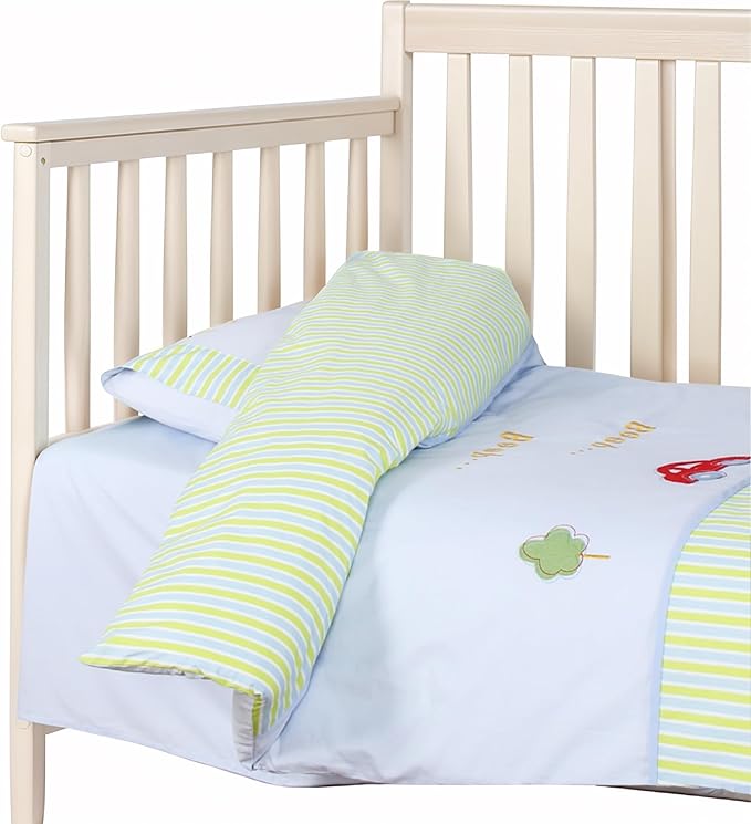 Baby Crib Bedding Set 2-Piece – 100% Cotton Poplin Toddler Crib Duvet Cover Set (40x48") with Embroidered Pillowcase (12x18"), Soft & Breathable Baby Quilt Cover, Infant Bed Linen, Machine Washable