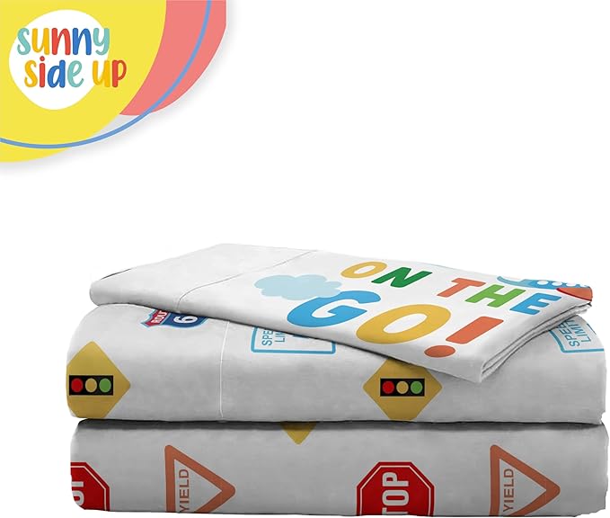 Sunny Side Up On The Go Toddler Sheet Set - 3 Piece Toddler Bedding Set Includes Pillow Cover - Super Soft Microfiber Sheets