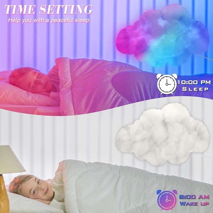 LED Wall Cloud Light for Bedroom, Stick-on Lamp Smart APP and Remote Control, Fluffy Night Light RGB Music Sync for Room, Cool Stuff for Teen Girl, Kids Room Decor (24'')