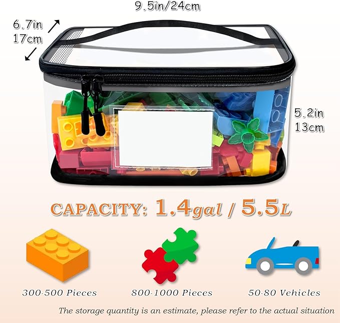 Upgraded Large Toy Storage Organizer, Clear Toy Storage Bags with Label & Manual Pocket for Puzzles, etc. (4PCS)
