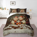 Manfei Kawaii Snowman Kids Comforter Set Full Size,Dead Tree Winter Snow Romantic Bedding Set,Boys Girls Room Decor,Merry Christmas Down Comforter,Black White Duvet Insert,2 Pillowcases