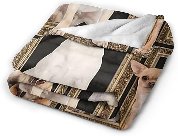 Cute Chihuahua Blanket for Girls Boys Funny Dog Throw Blankets Soft Cozy Warm Fuzzy Fleece Pet Bedding Flannel Throws Stuffed Animal Gifts for Chihuahua Lovers Kids Men Women Bedroom Decor 80"x60"