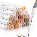 SFAIH Skin Tone Alcohol Markers Brush & Fine - 25 Portrait Color Permanent Markers for Adults/Teen/Artists/Creators, Blendable Art Markers for Coloring Sketch & Drawing & Illustration-Refillable Ink