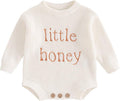 Lesimsam Newborn Baby Boy Girl Valentines Day Outfit Oversized Embroidery Long Sleeve Knit Sweater Bubble Romper Bodysuit