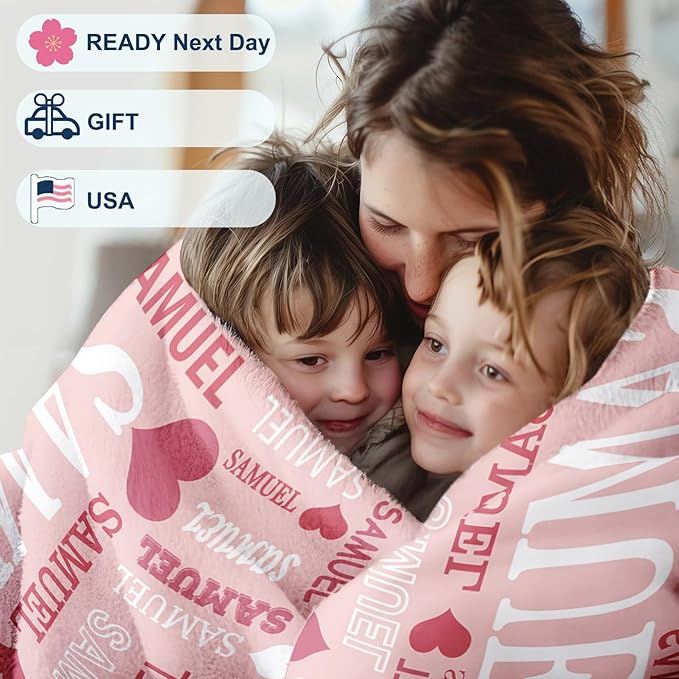 Ships Next Day, Personalized Blanket for Teen Boys Girls, Custom Blanket with Name Customized Flannel Throw Christmas Birthday Blanket Gifts for Kids or Adult