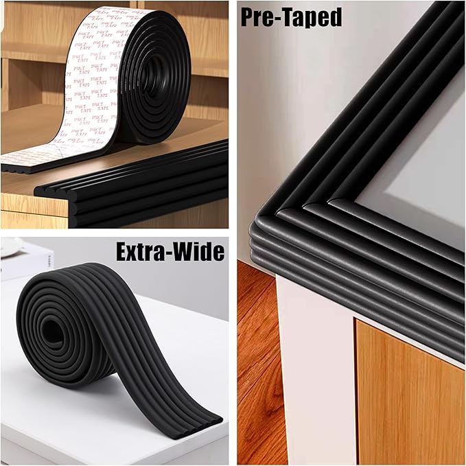 M2cbridge Multifunctional Edge and Corner Guard Coverage Baby Safety Bumper DIY (Black 13.1ft)
