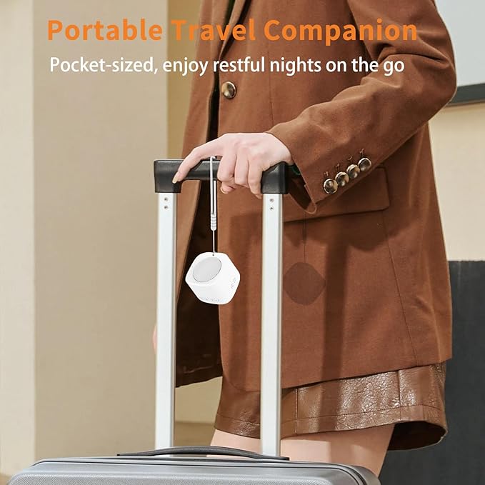 Portable Mini White Noise Sound Machine with Amber Breathing Night Light, 16 Soothing Sounds, 30-Hour Rechargeable Battery, Timer & Memory for Baby & Adult Sleep, Travel, Office Privacy