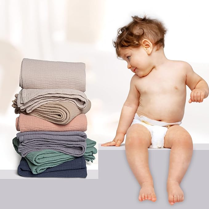 Lulu moon Muslin Quilt Blanket, Crib Blanket for Baby and Toddler,47x47 Inches(Khaki)