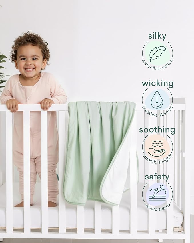 PurComfy Supersoft Baby Blanket, Premium Bamboo Viscose Baby Quilt, Hypoallergenic and Breathable, for Newborns, 33"×33"