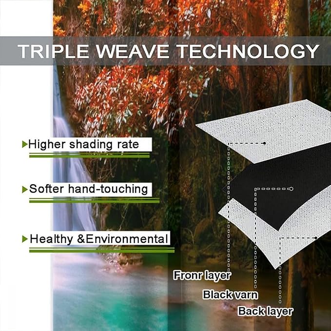 Autumn Forest Waterfall Blackout Curtains, Fall Leaves Trees Jungle Country Nature Landscape Window Drapes, for Bedroom Living Room 42" W X 54" L