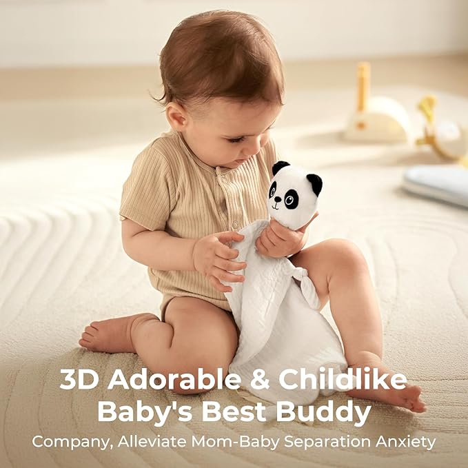 Momcozy Loveys for Babies with Cotton - Soft Security Blanket for Boy or Girl for Self-Soothing On-The-Go-Adorable Portable & Anti-Drop Design - Newborn Gift，Must Have（White 14 inch）