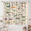 Dinosaur Curtains Cartoon Dino ABC Alphabet Pattern Educational Learning Theme Curtain with Rod Pocket for Kids Nursery Playroom Bedroom Drapes Window Treatments 2 Panels Set 52" W X 84" L