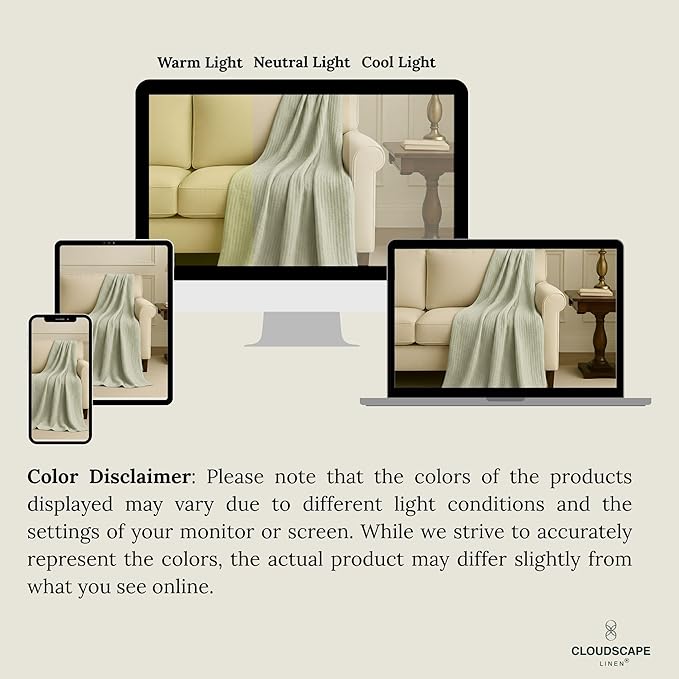 Cloud Scape Linen Oversized 4 Layer Muslin Blanket Twin Size - 100% Cotton, Lightweight & Breathable All Season Gauze, Pre-Washed, for Bed, Couch, fits Twin XL Bed,68x92, Seafoam Green