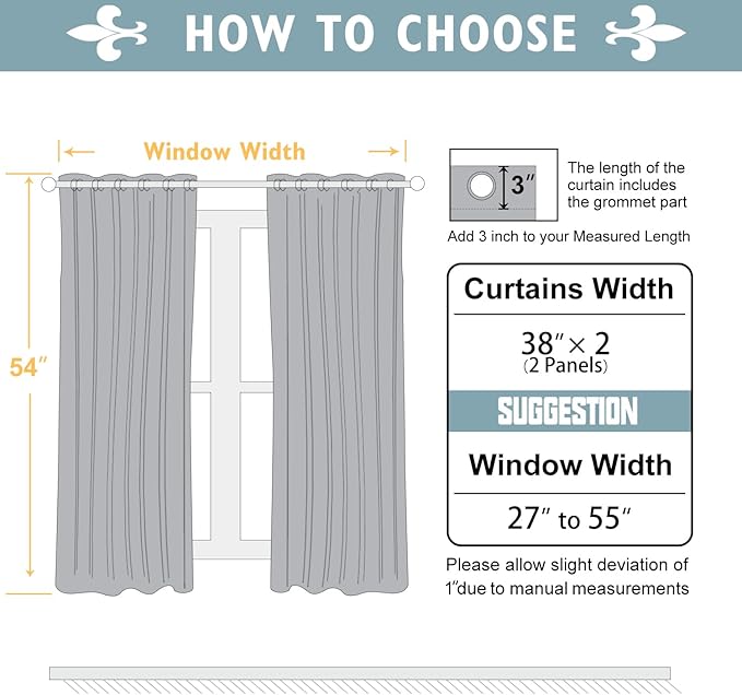 ChrisDowa Grommet Room Darkening Curtains for Bedroom and Living Room - 2 Panels Set Thermal Insulated Blackout Curtains (Greyish White, 38W x 54L)