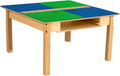 Contender Time-2-Play Square Blue & Green Birch Hardwood All Purpose School Activity Lego Compatible Table with Trough and Shelf for Kids with 18" Long Wood Legs